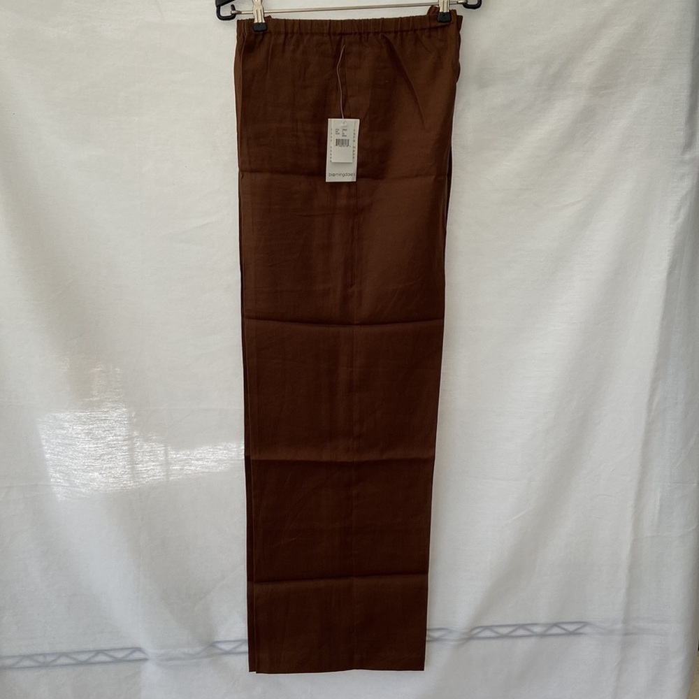 Sutton Studio Bloomingdale’s 100% linen elastic waist brown pants size large
